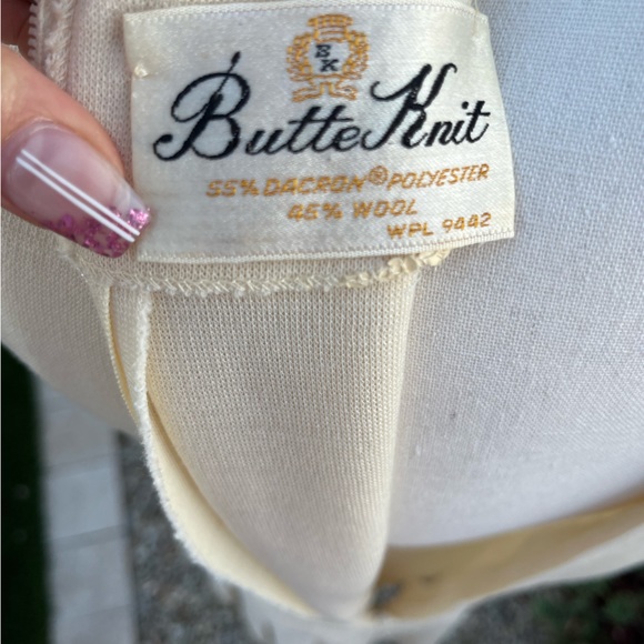 Vintage Butte Knit Charleston pleated rhinestone diamond wool drop waist dress - Picture 15 of 16